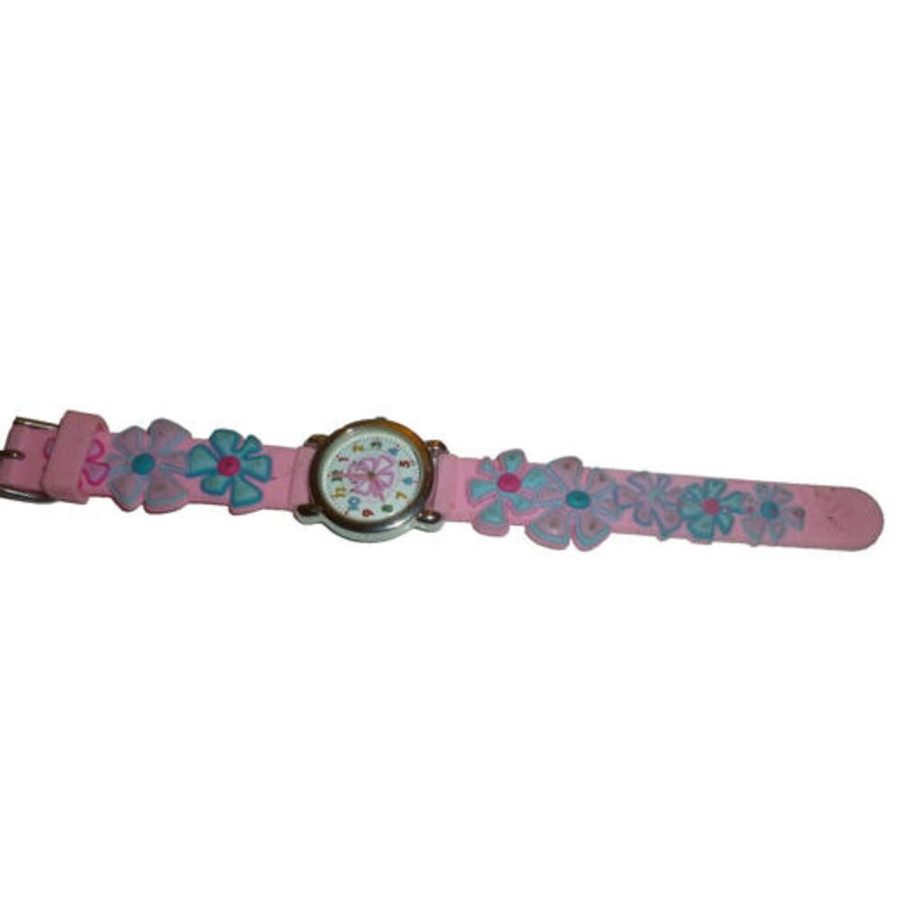 Ricci B Floral Flower Watch‎ Pink Rubber Band